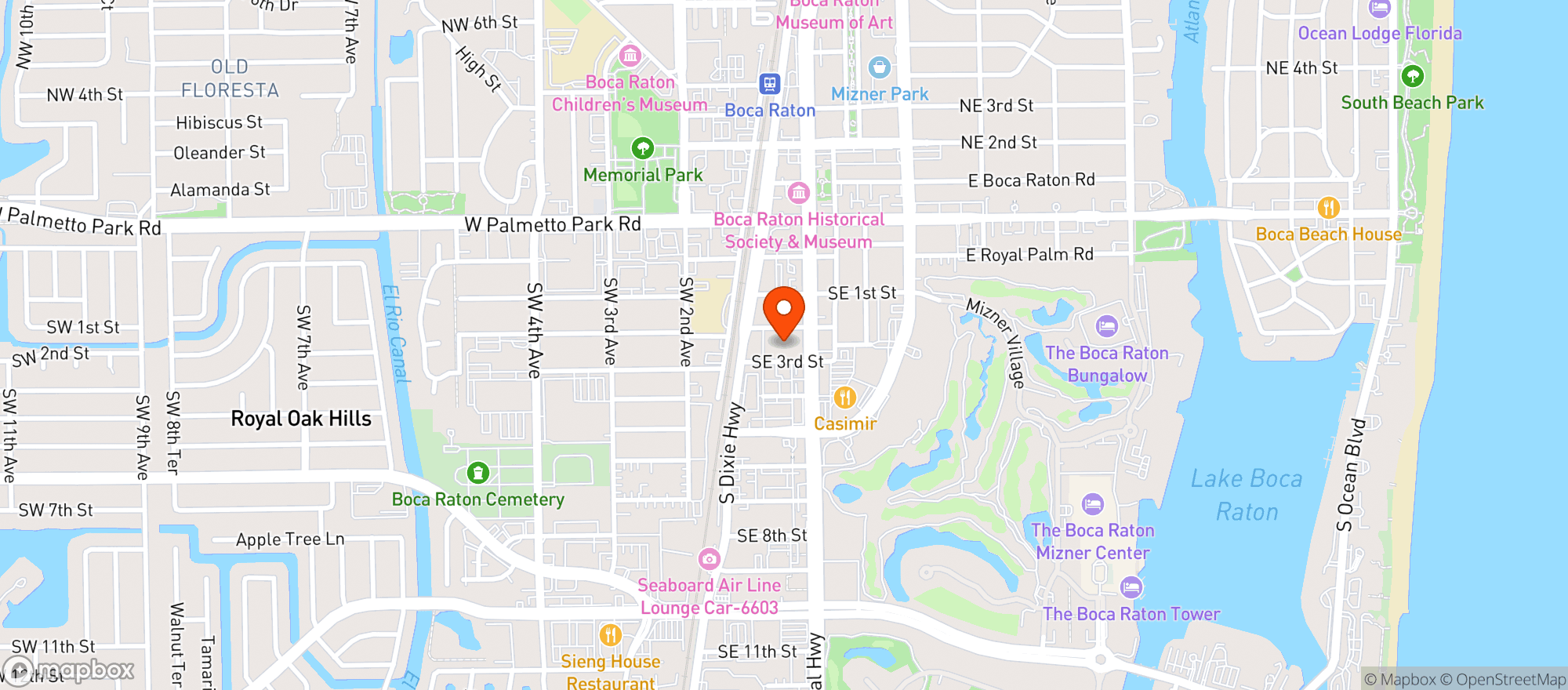 Map showing Matteos Restaurant Of Boca