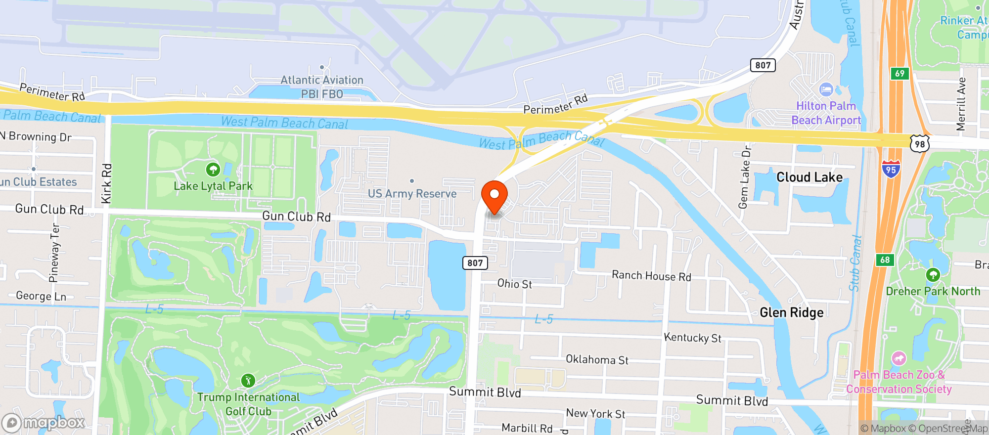 Map showing South Airport Shell