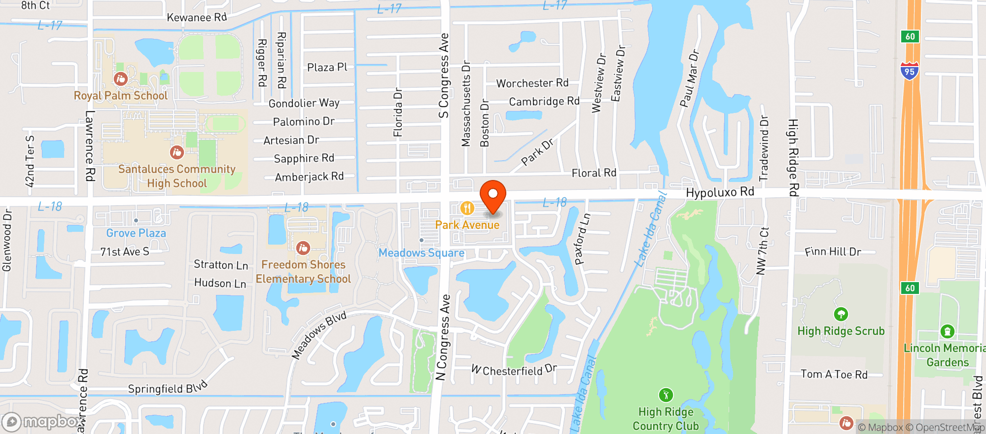 Map showing Publix Super Market #1424