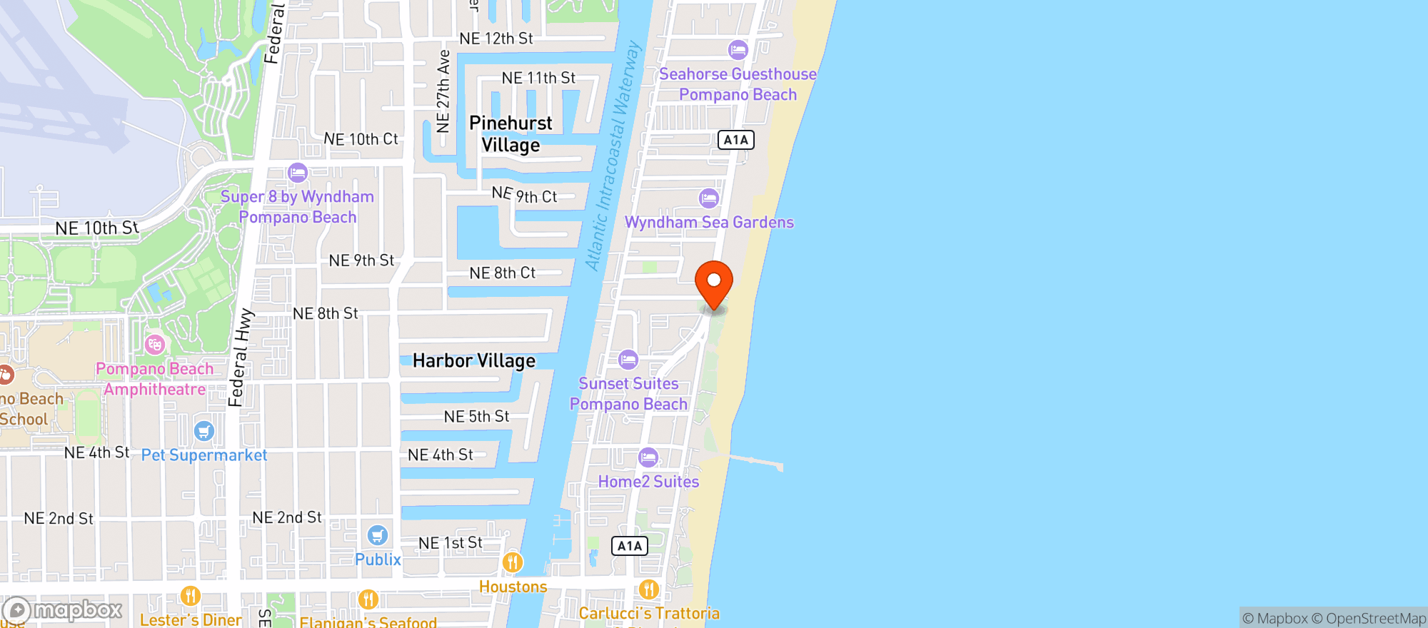 Map showing 1st Pavilion At Pompano Beach