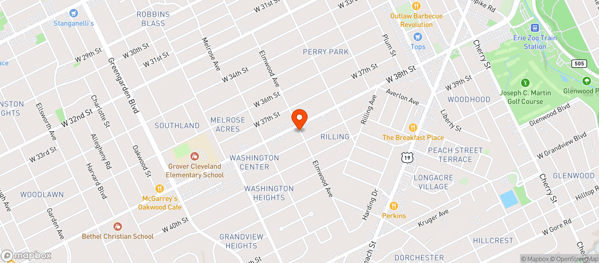 Map showing Coachs Sports Bar & Grill