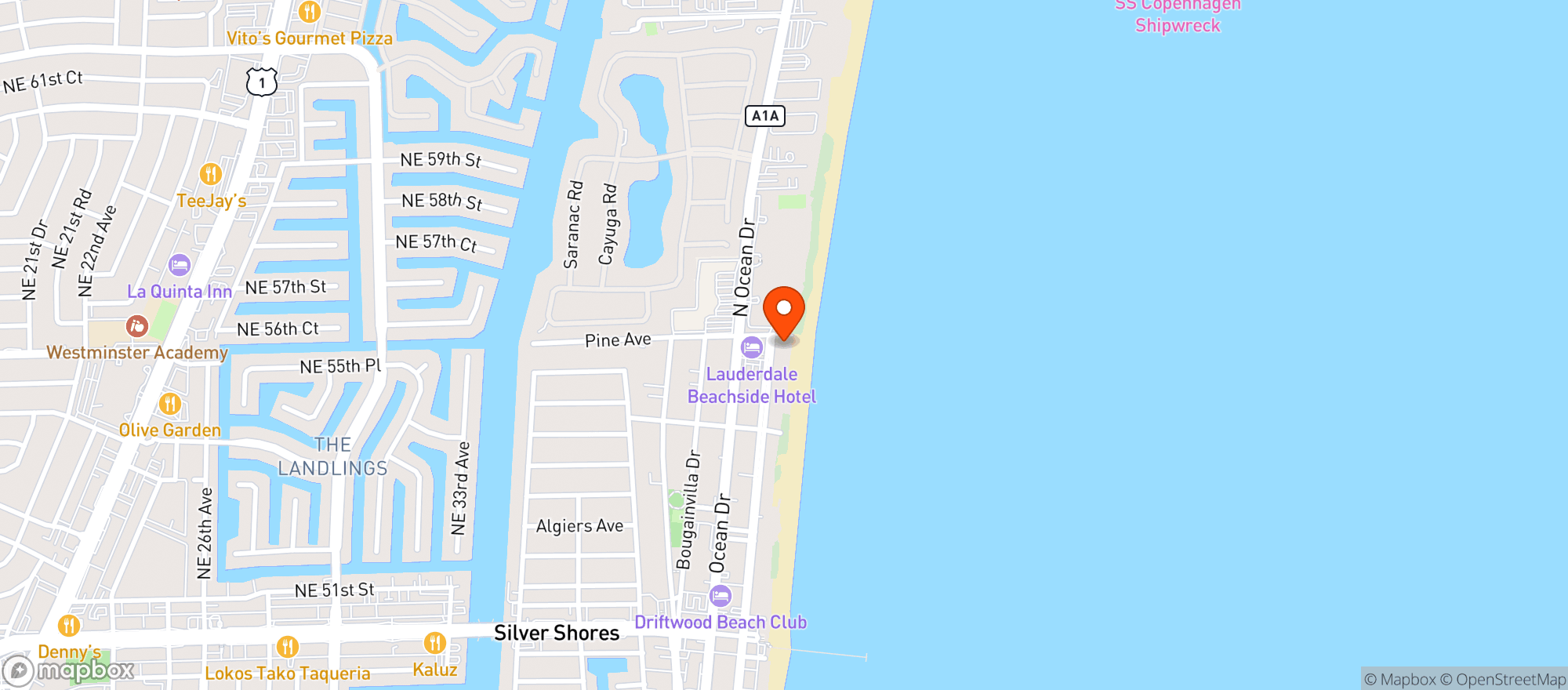 Map showing Plunge Beach Hotel