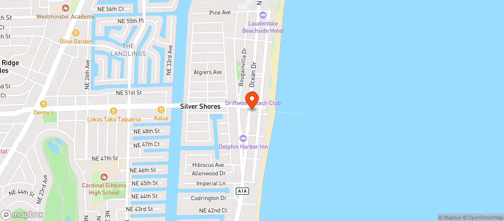 Map showing Even Keel Fish Shack
