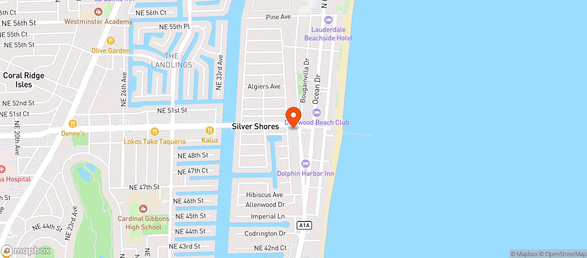 Map showing Billy Jack's Shack