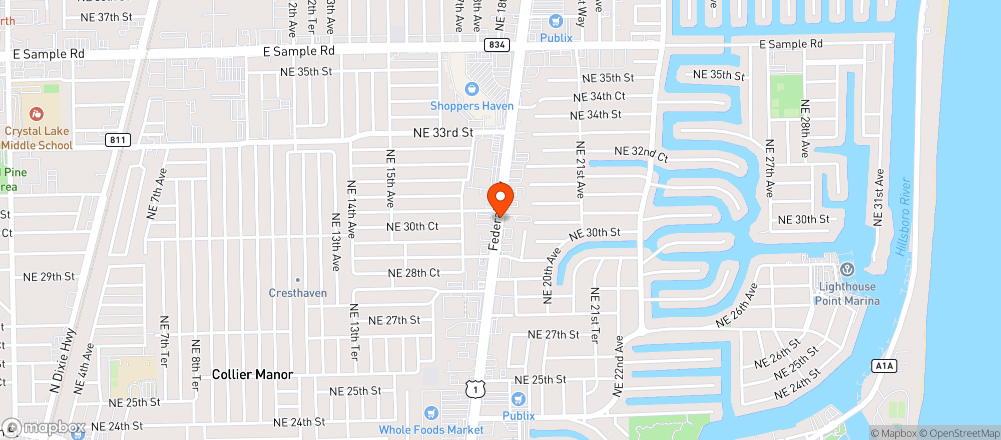 Map showing Publix Super Market