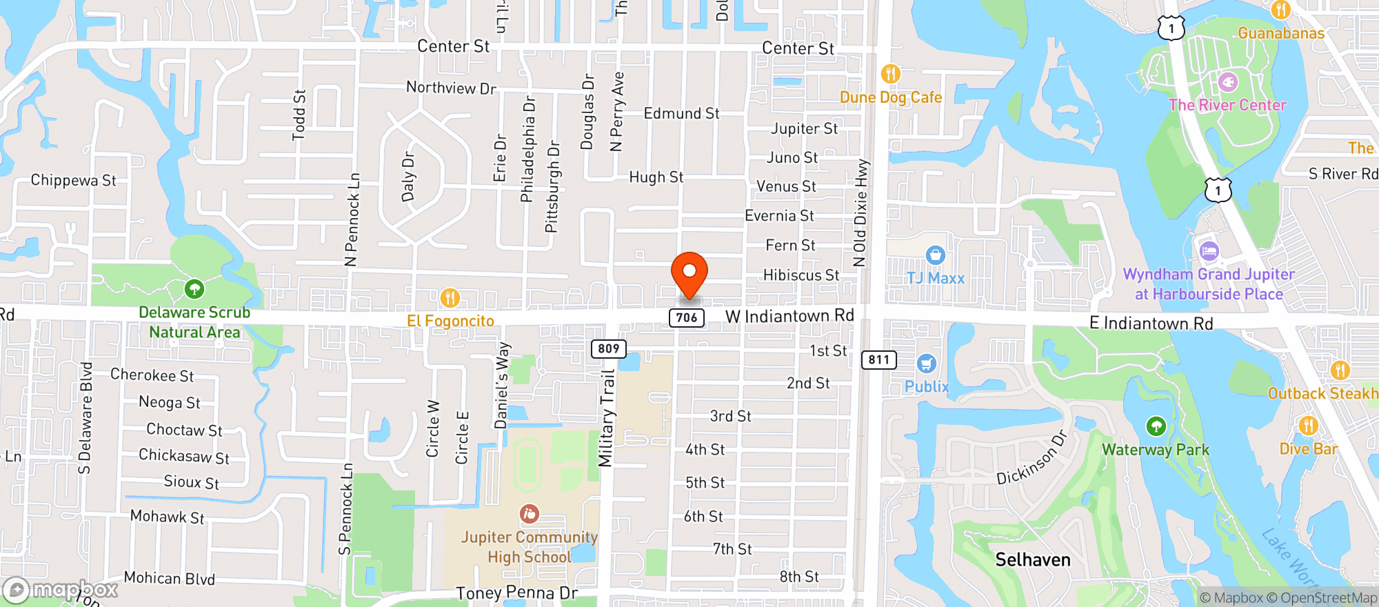 Map showing Jupiter Exxon