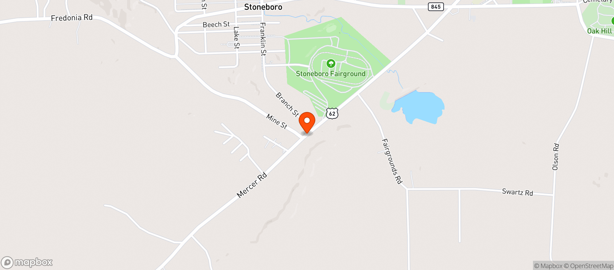 Map showing Stoneboro Beer Distributors