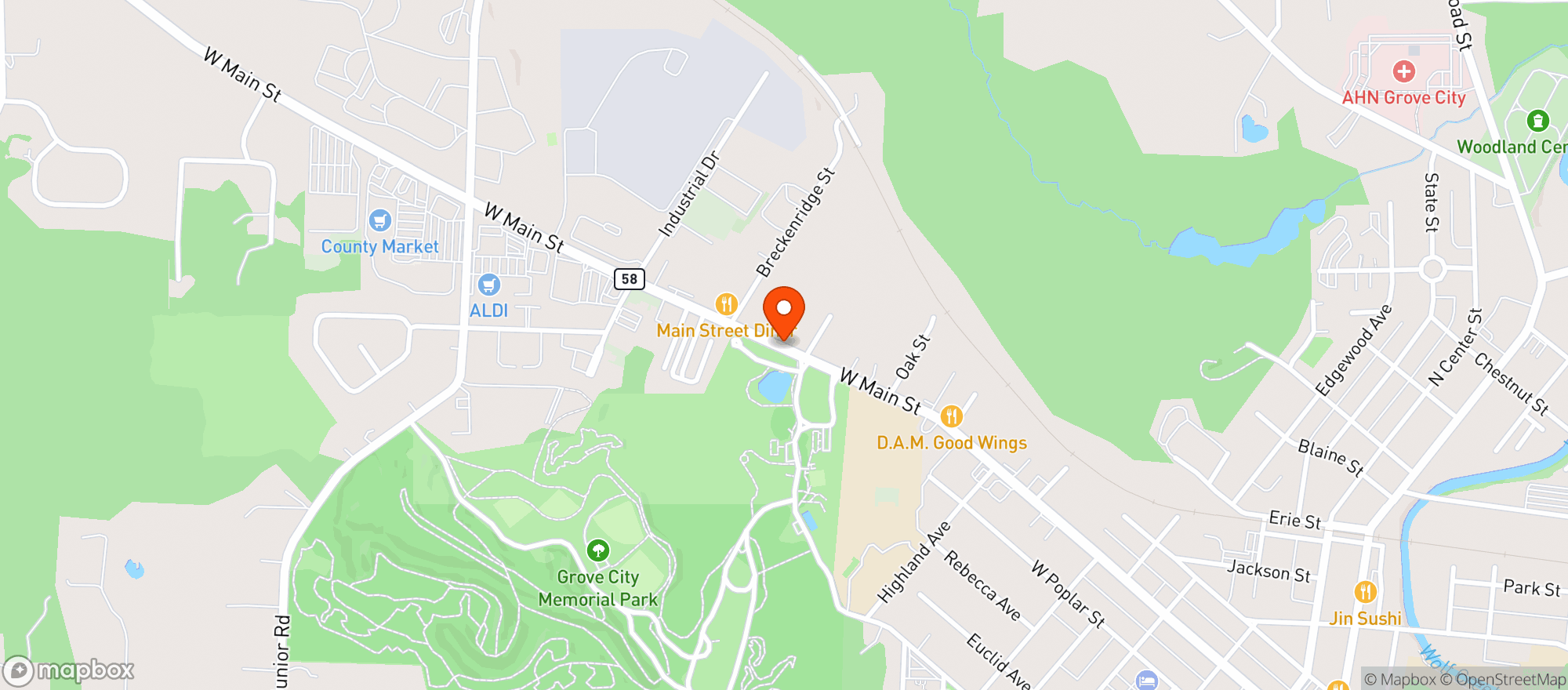 Map showing Grove City Beverage