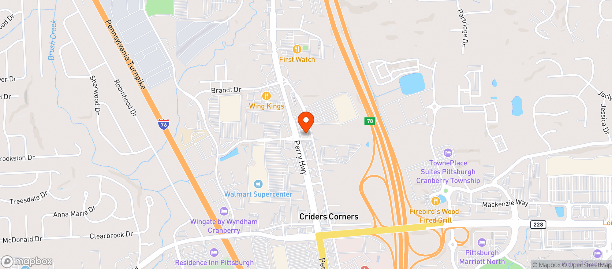 Map showing Your CBD Store Cranberry Township