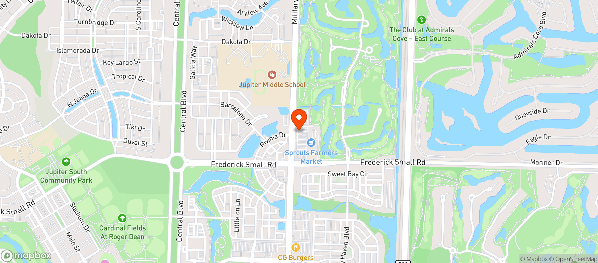 Map showing A1A Liquors