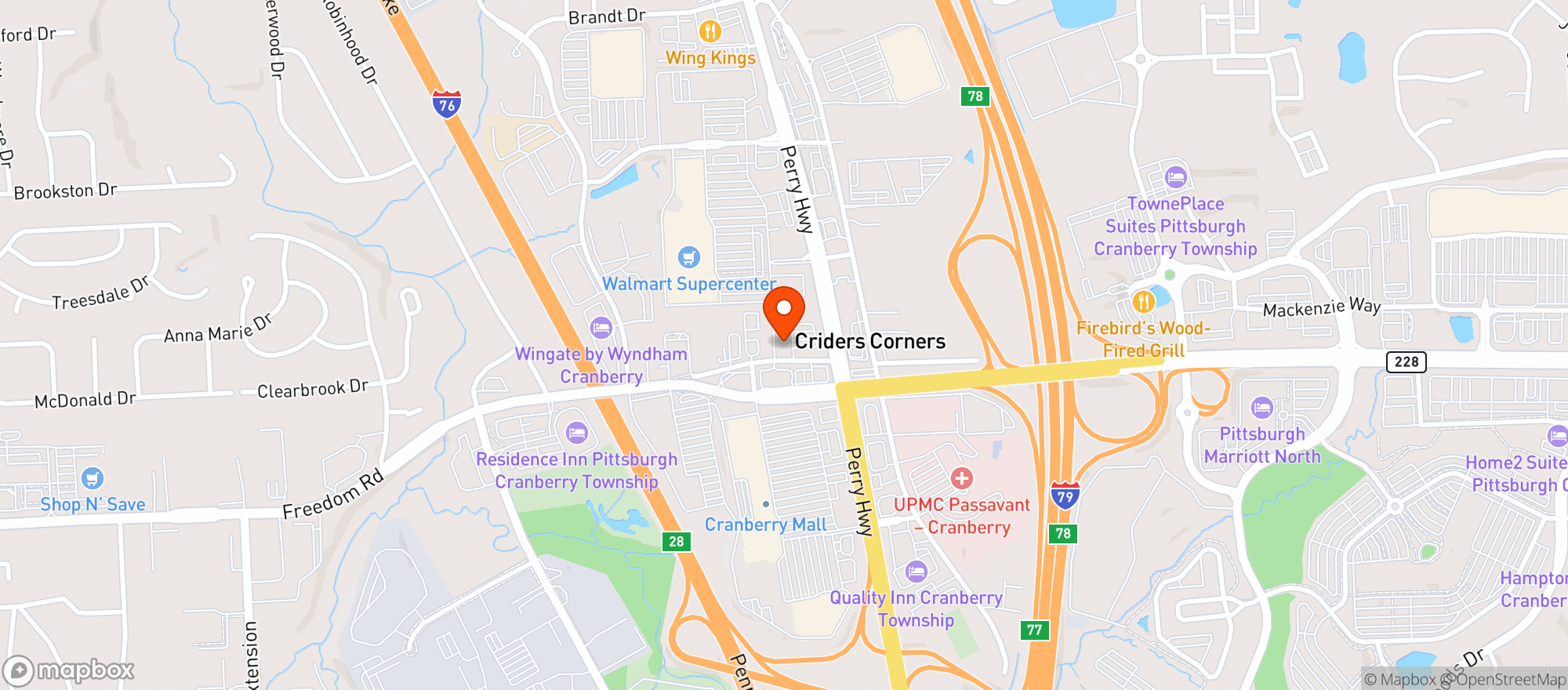 Map showing Buffalo Wild Wings