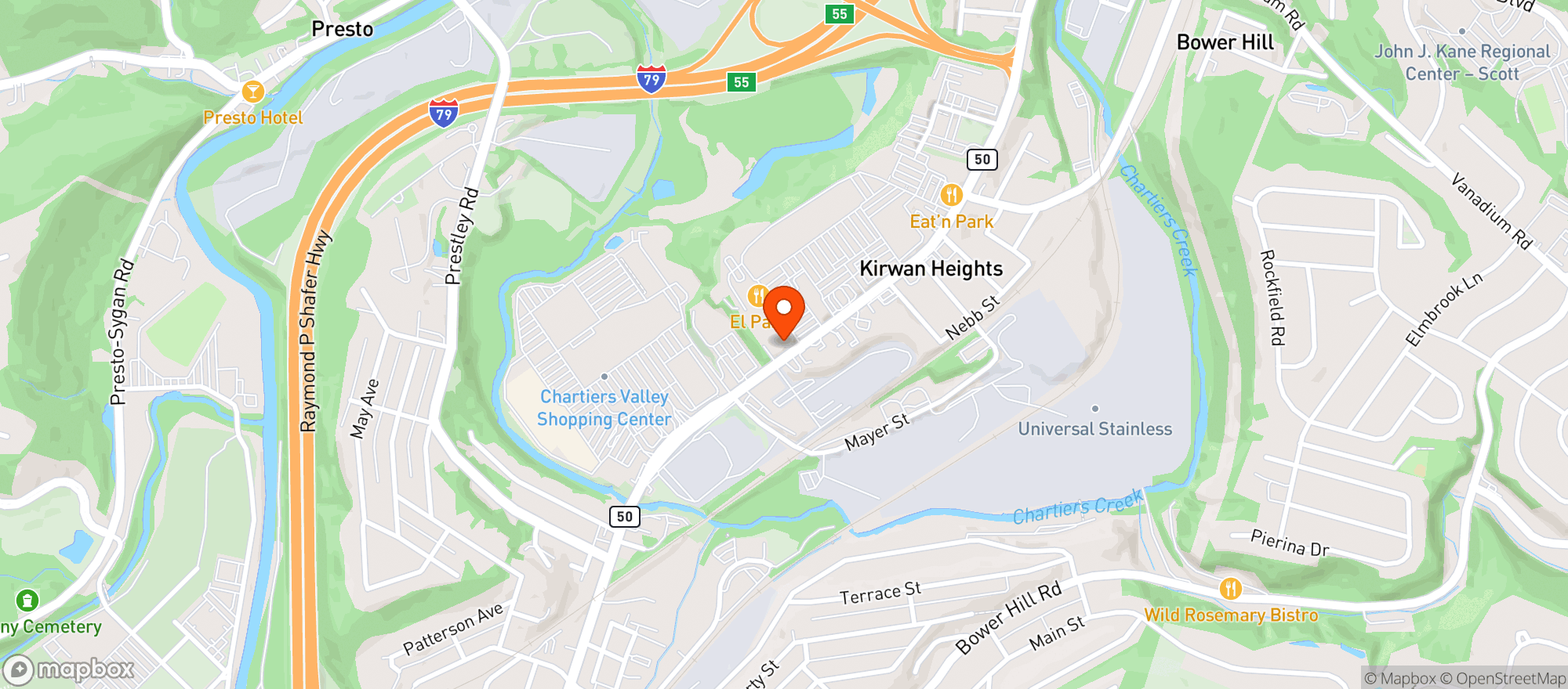 Map showing Bridgeville Beer & Pop