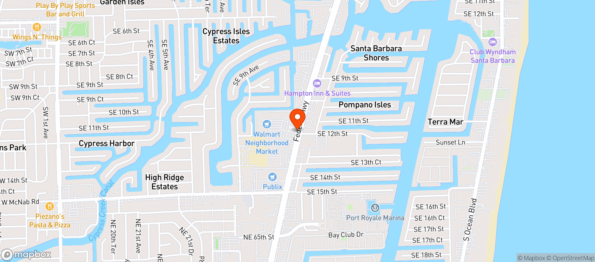 Map showing Deccan Spice Pompano