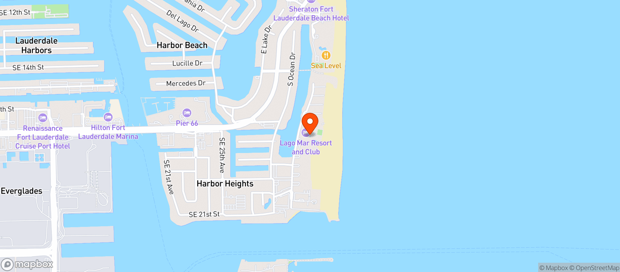 Map showing Lago Mar Beach Resort & Club