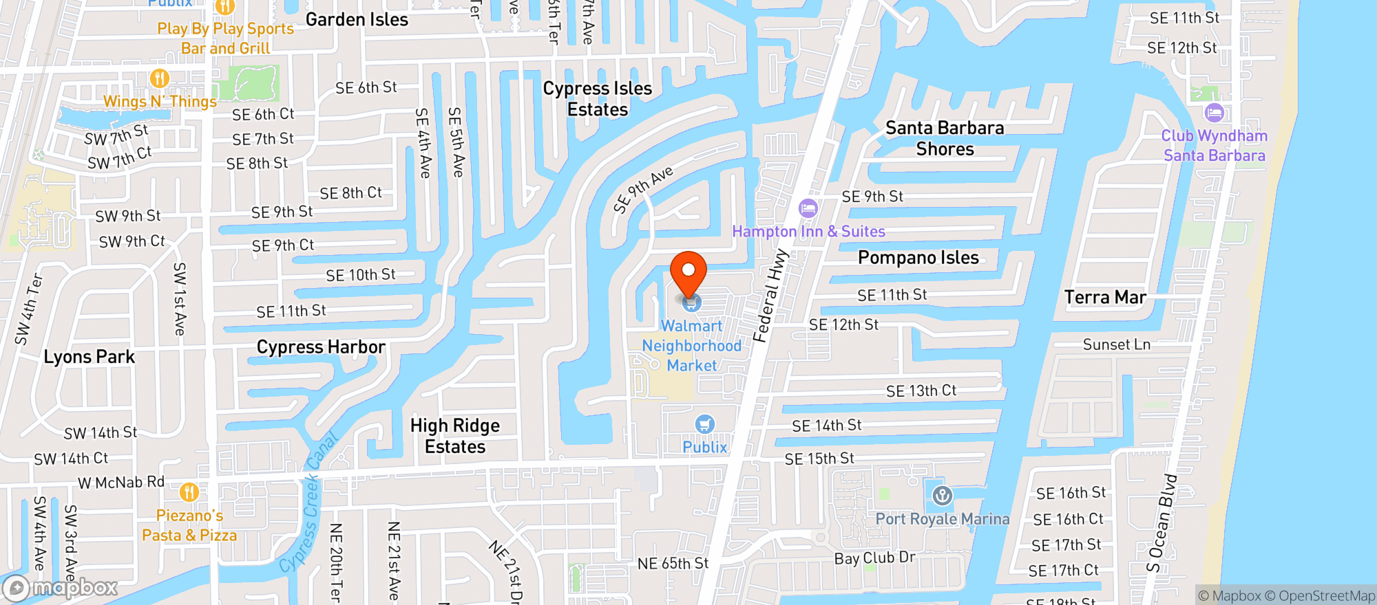 Map showing Walmart