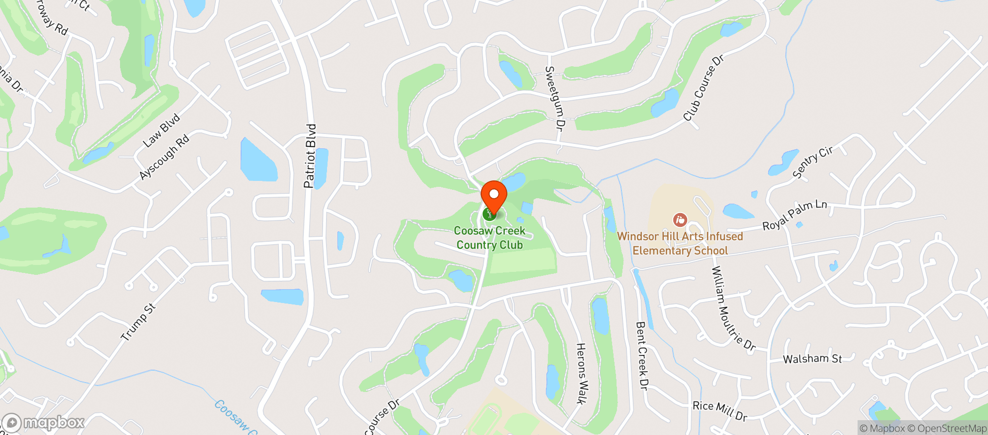Map showing Coosaw Creek Country Club
