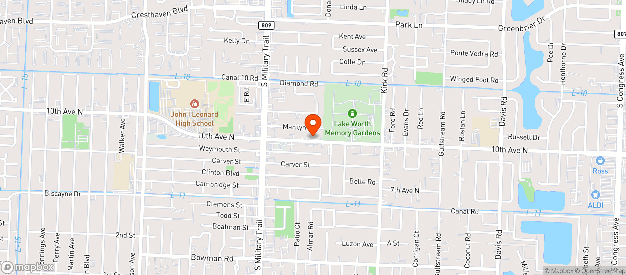 Map showing 10Th Ave Disc Liquors