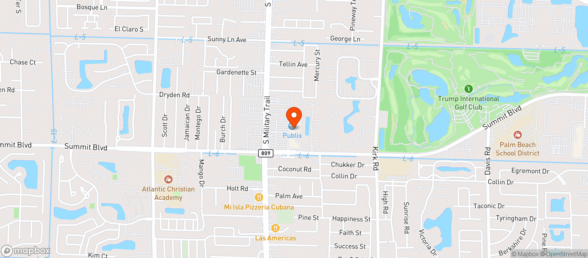 Map showing Publix
