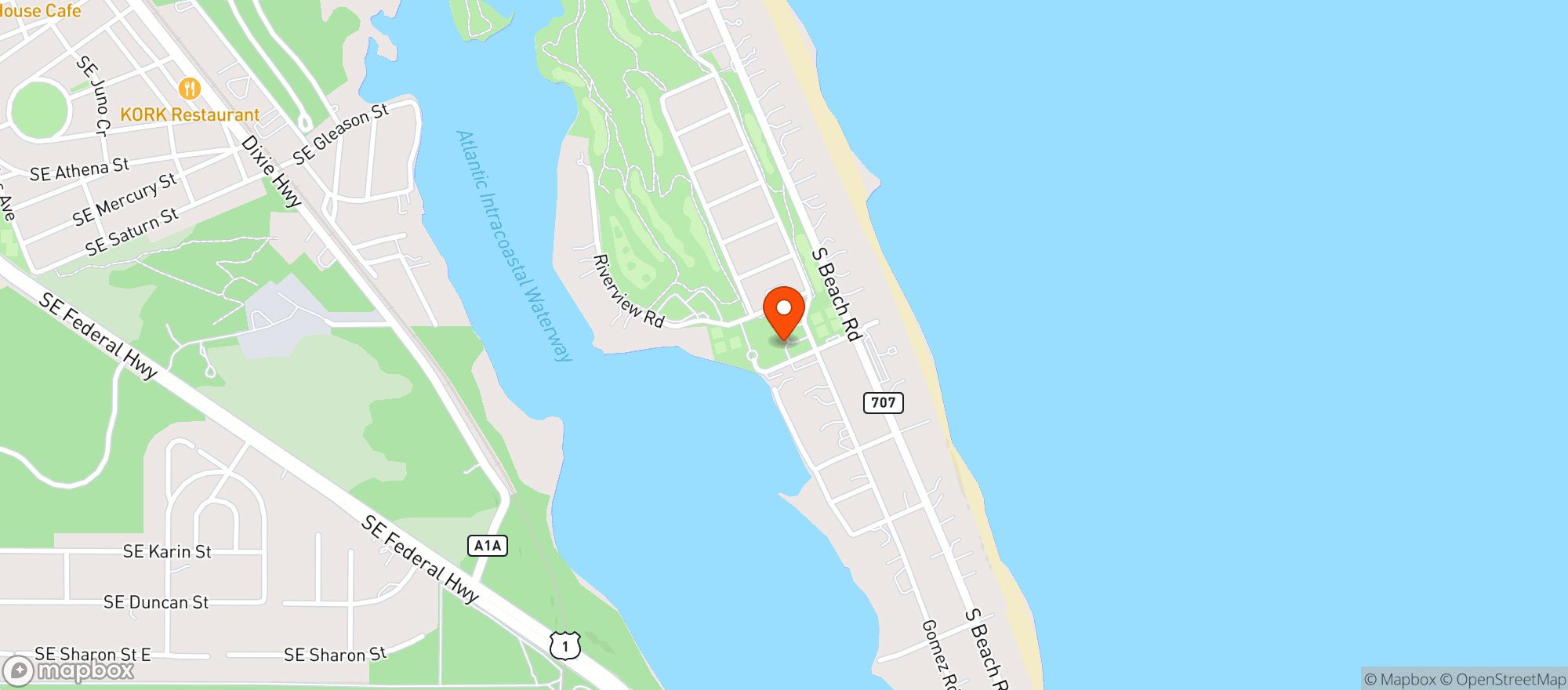 Map showing Jupiter Island Club