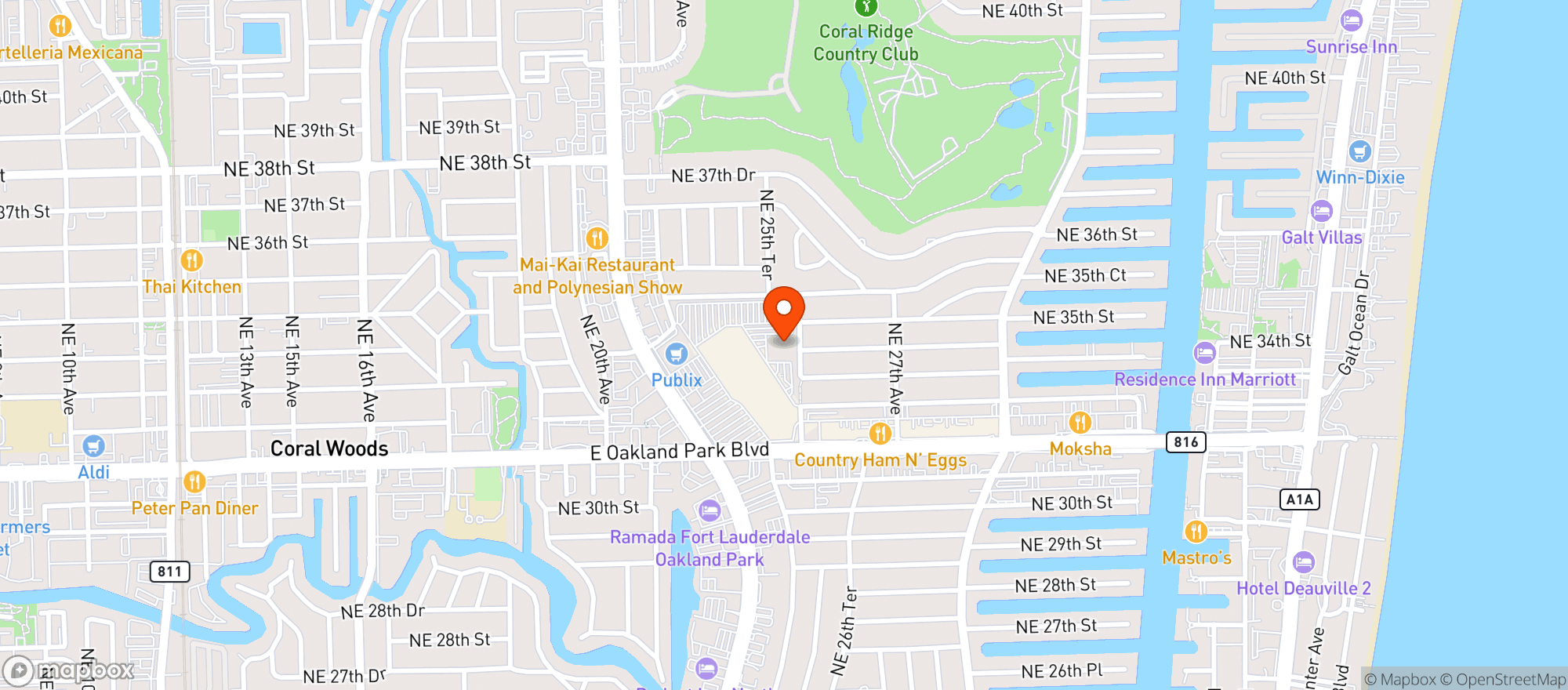 Map showing Amc Theatres Coral Ridg #270
