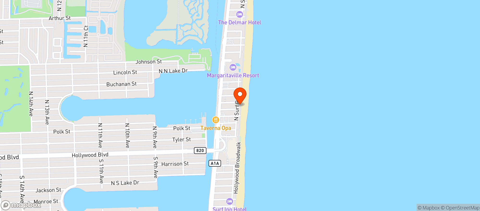 Map showing Ocean Wave Smoke Shop