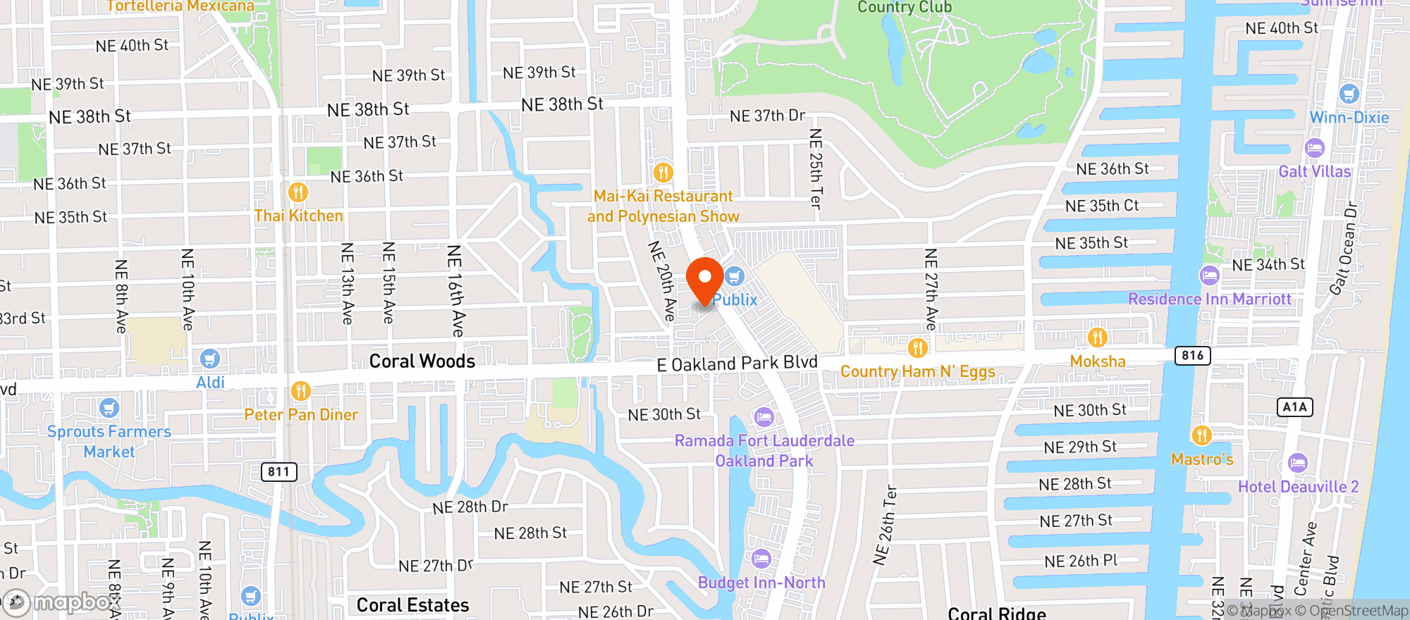 Map showing Bahama Breeze