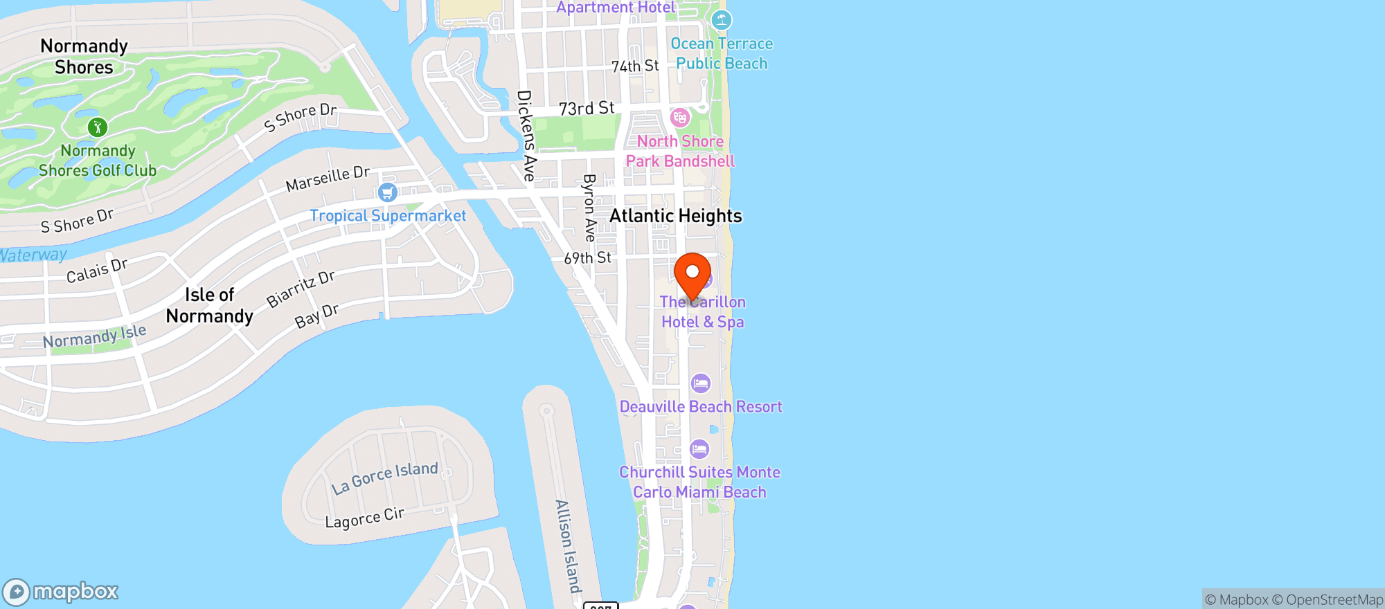 Map showing Carillon Hotel And Spa