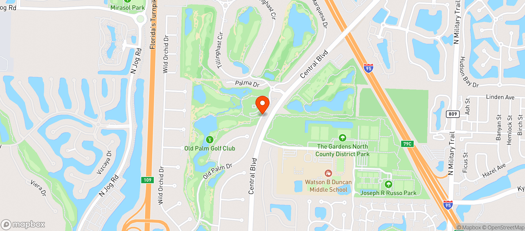 Map showing Old Palm Golf Club