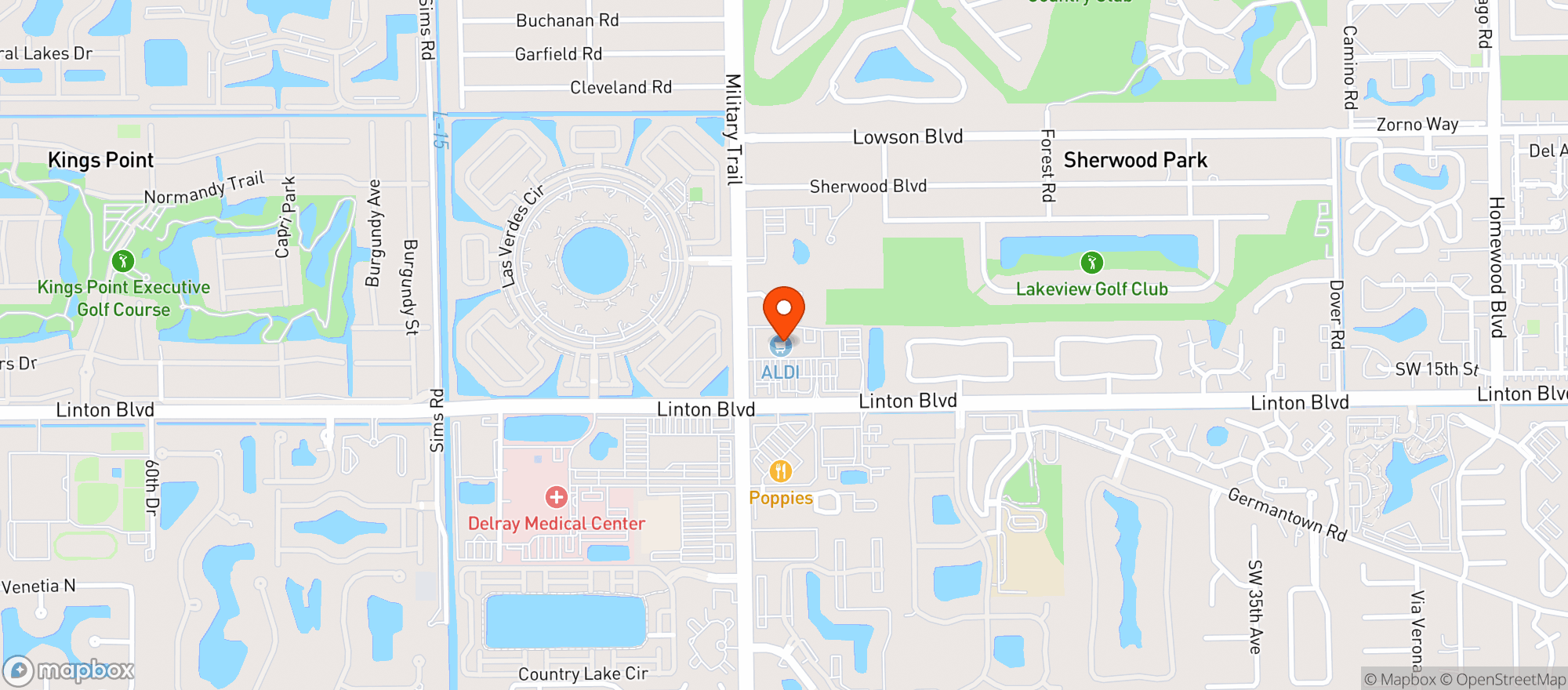Map showing Palm Beach Liquor