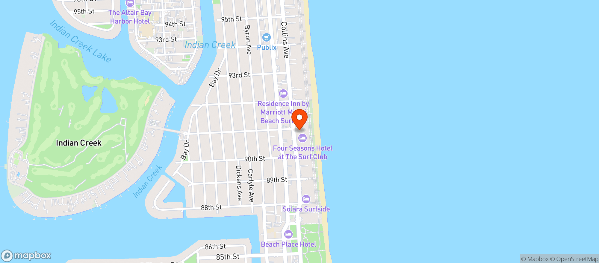 Map showing Four Season’s The Surf Club
