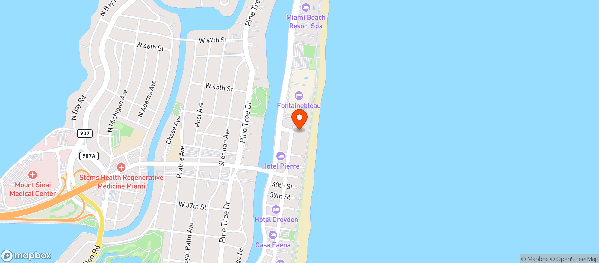 Map showing Soho Beach House