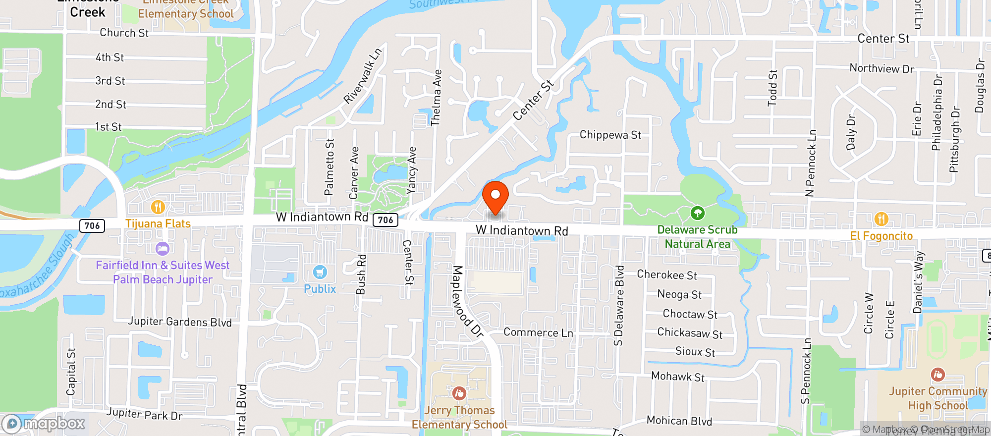 Map showing Jupiter Sunoco - Indiantown
