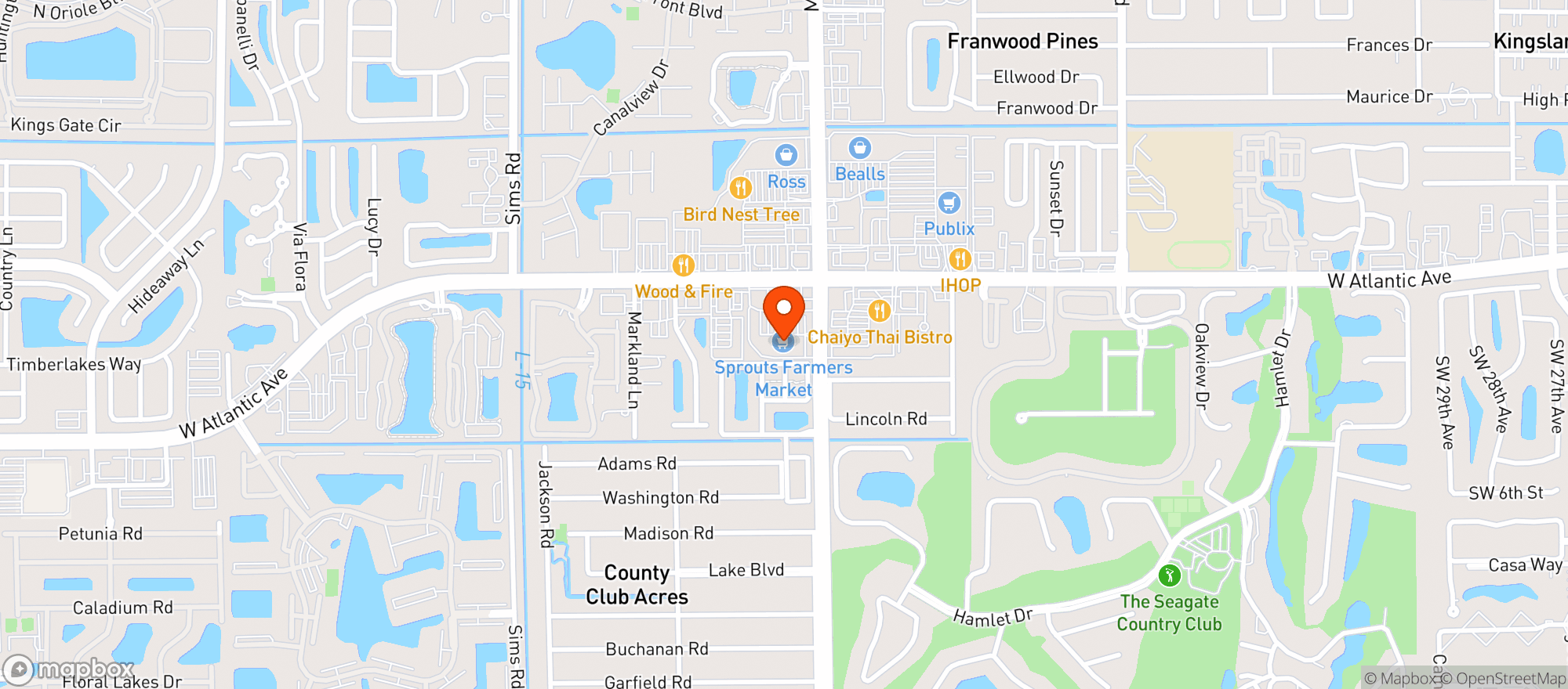 Map showing Sprouts Farmers Market - Delray Beach (643)
