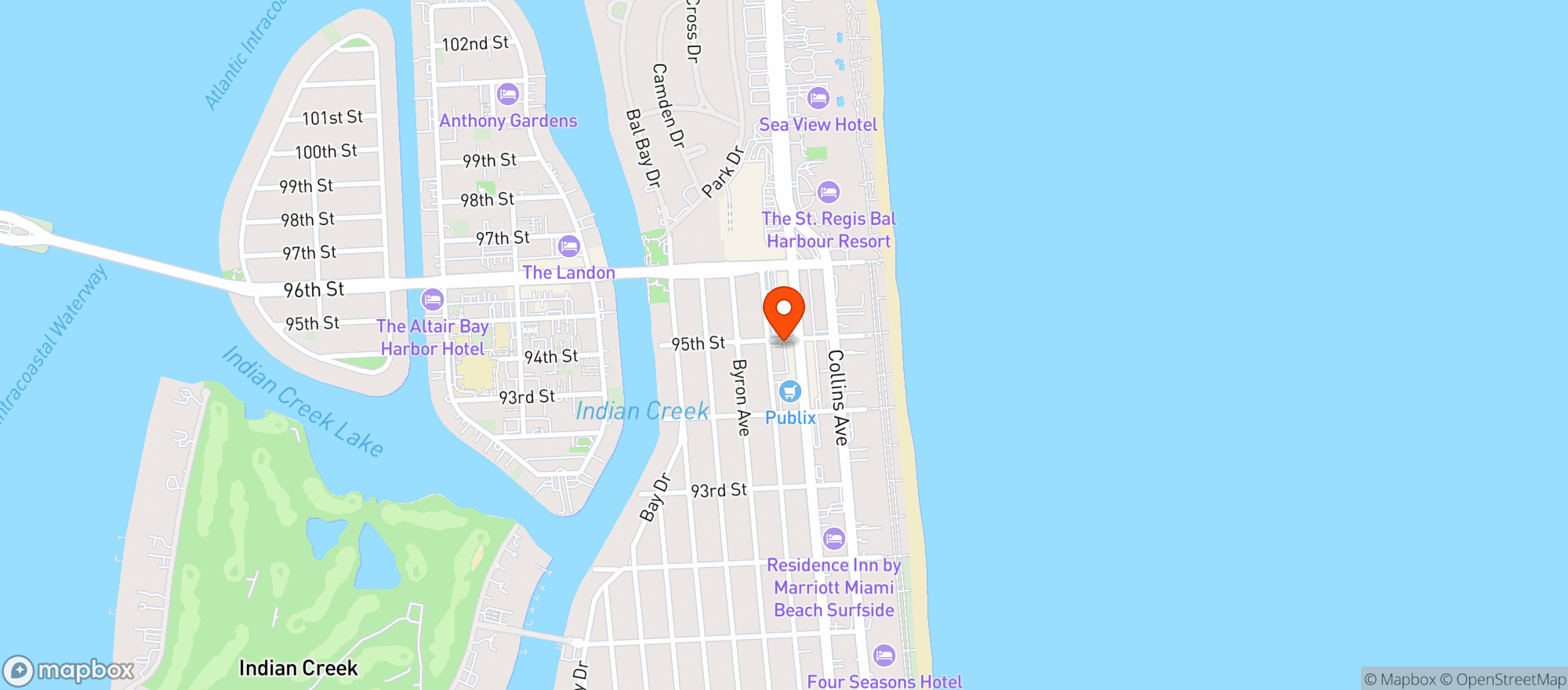 Map showing BIG DADDY'S WINE AND LIQUOR - SURFSIDE