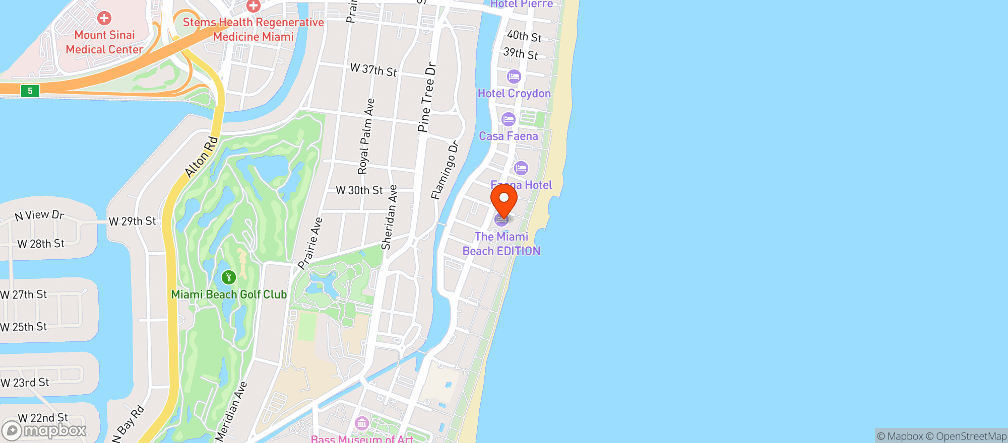Map showing Edition Hotels