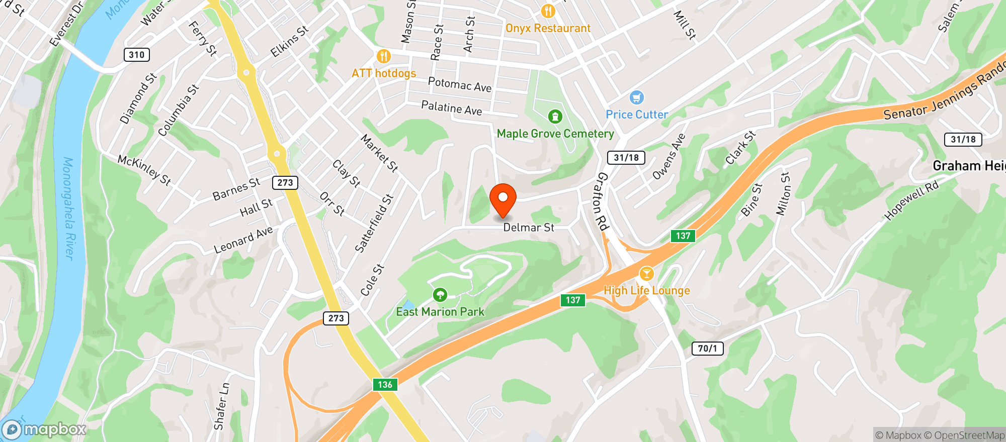 Map showing Oliver’s Oasis