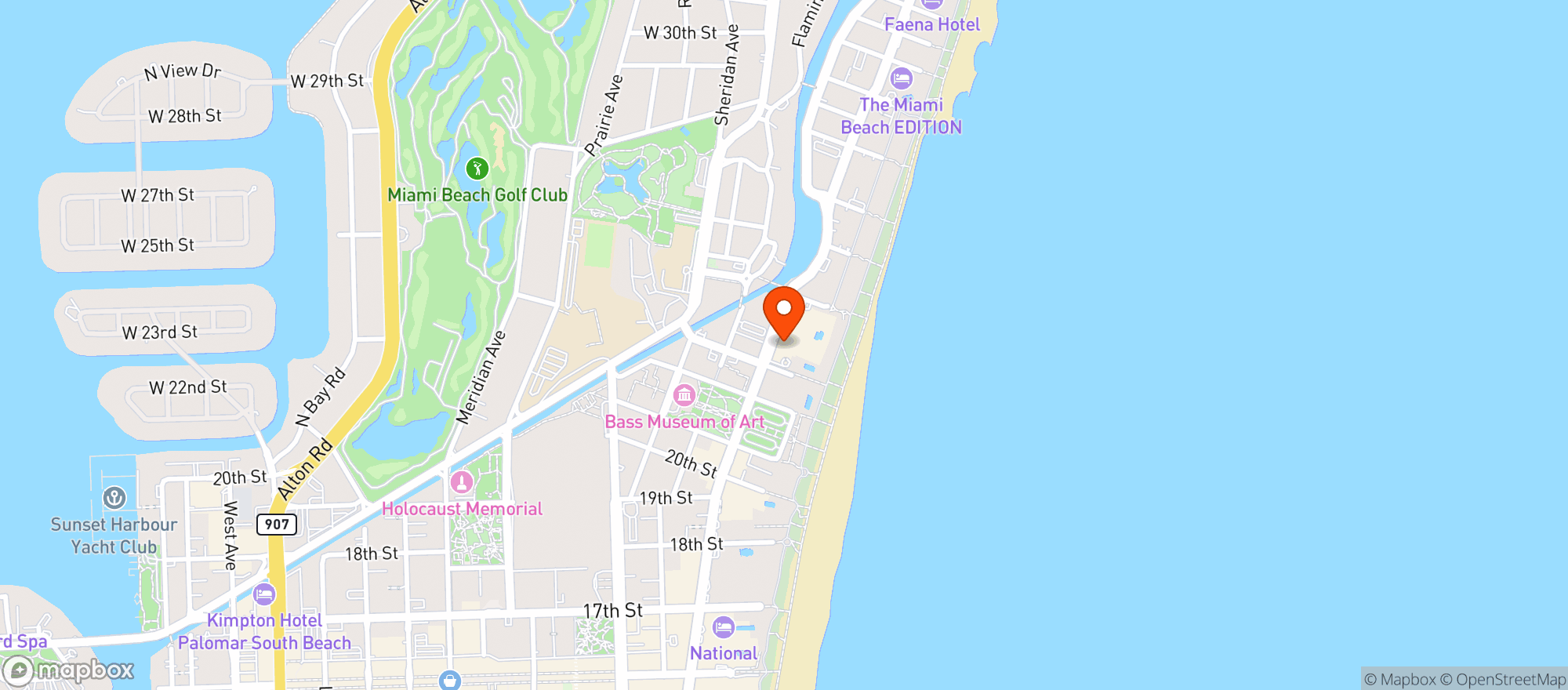 Map showing 1 Hotel South Beach