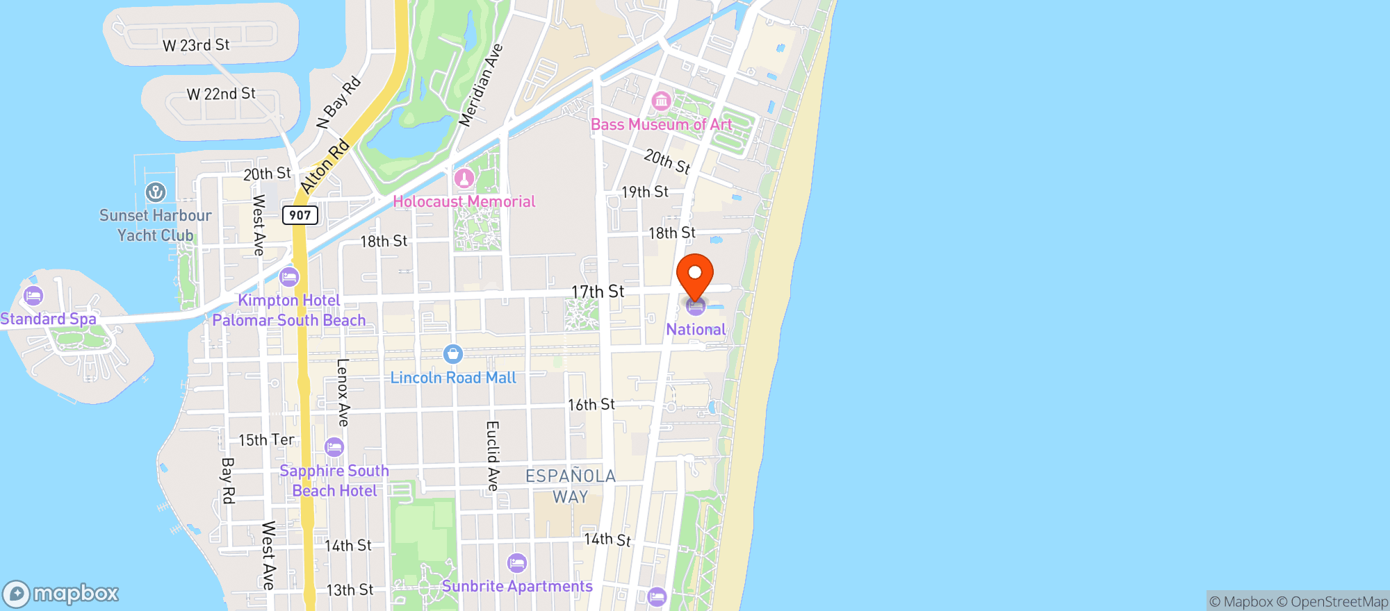 Map showing National Hotel