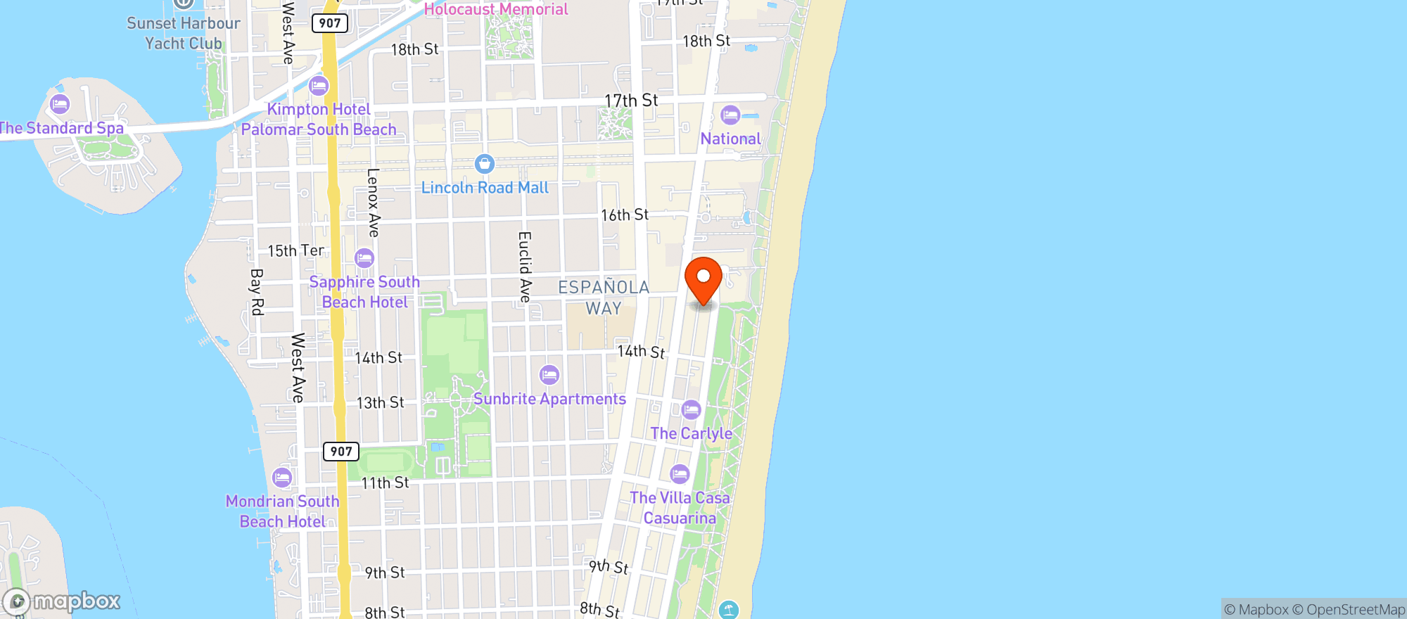 Map showing Betsy Hotel