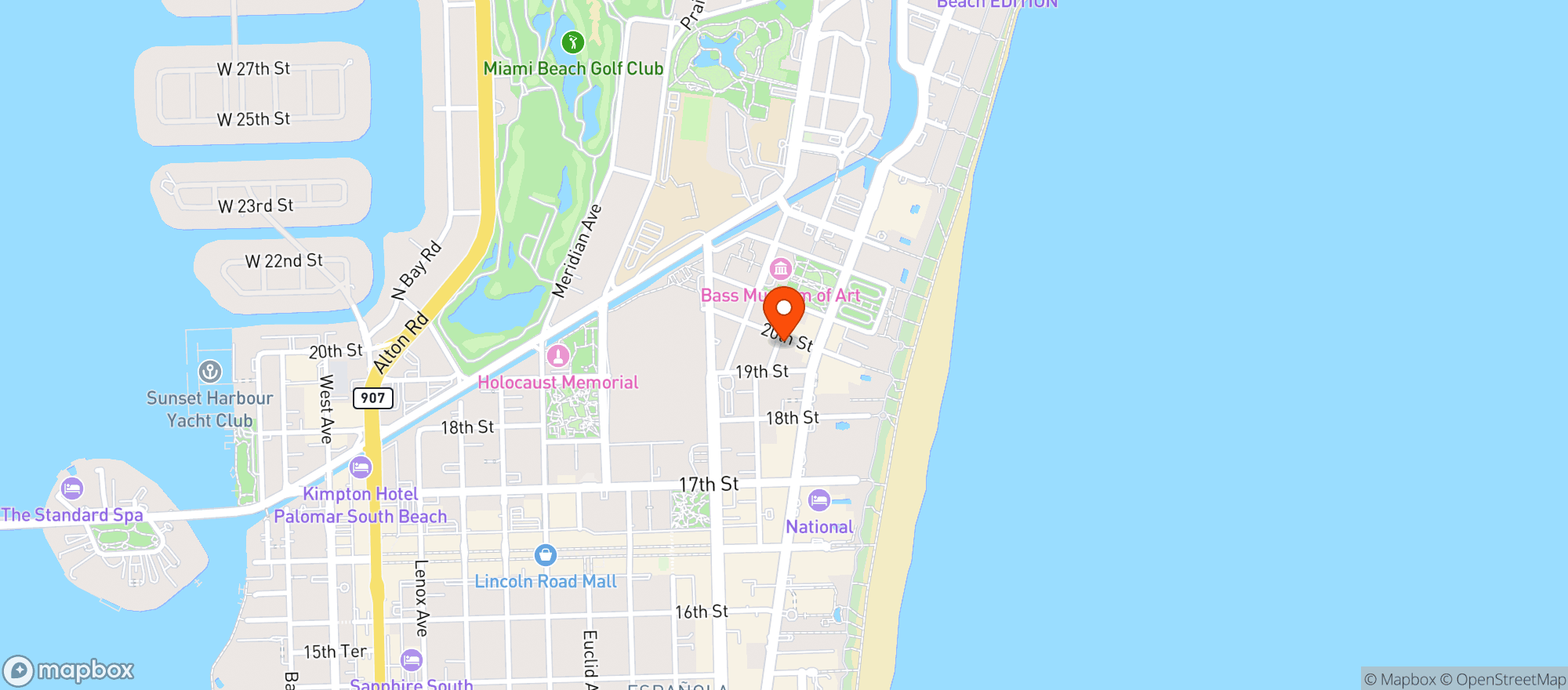 Map showing Ocean Deli
