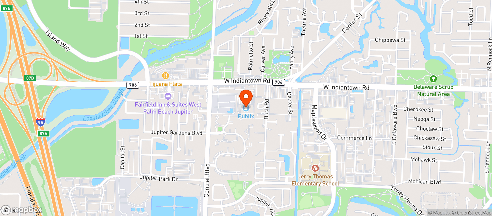 Map showing Publix Super Market