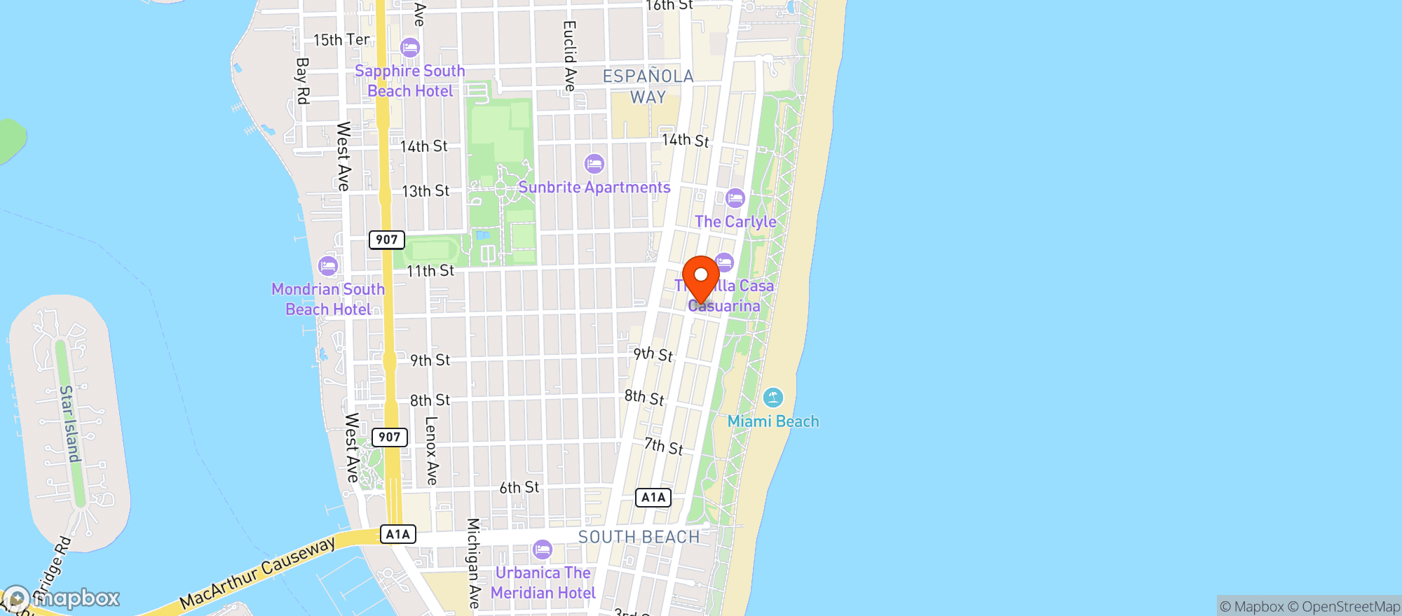 Map showing BACON BITCH
