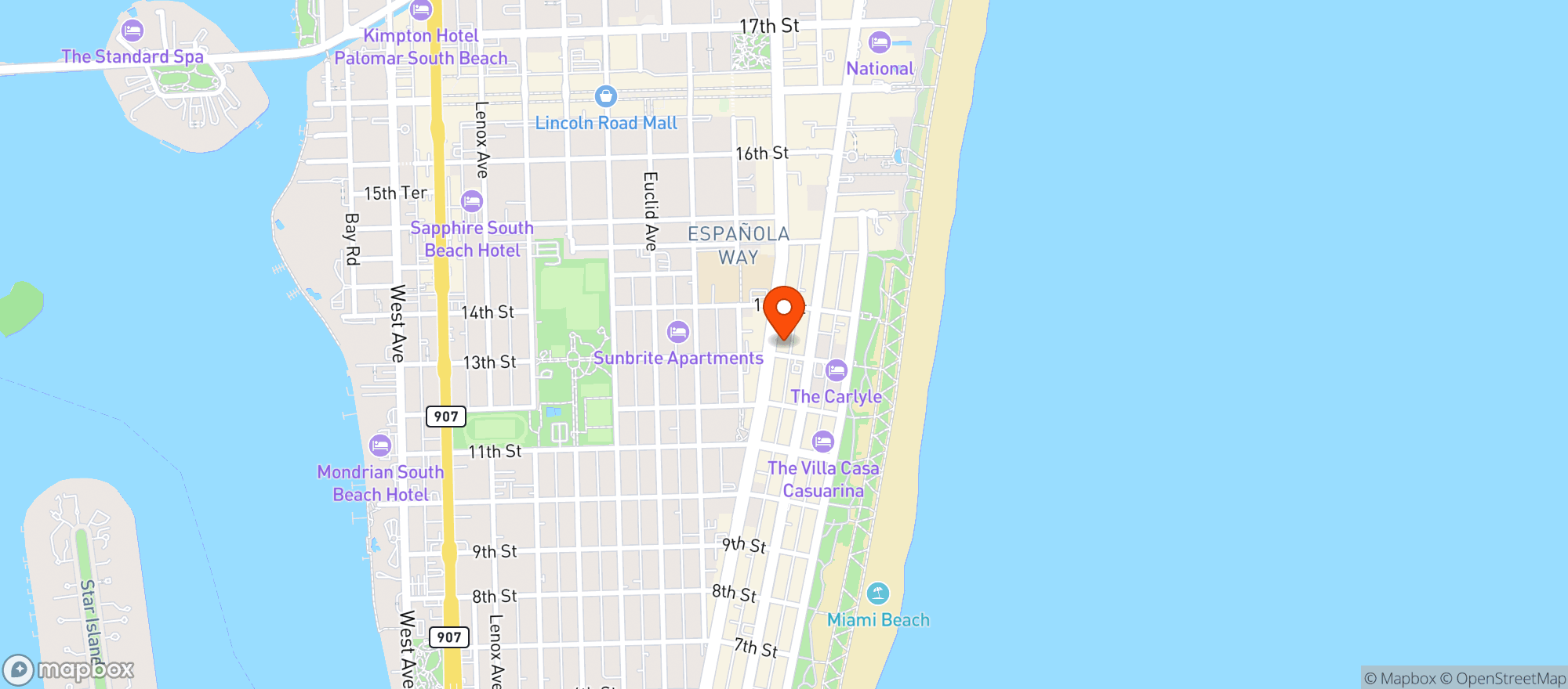 Map showing WASHINGTON FOOD PLAZA