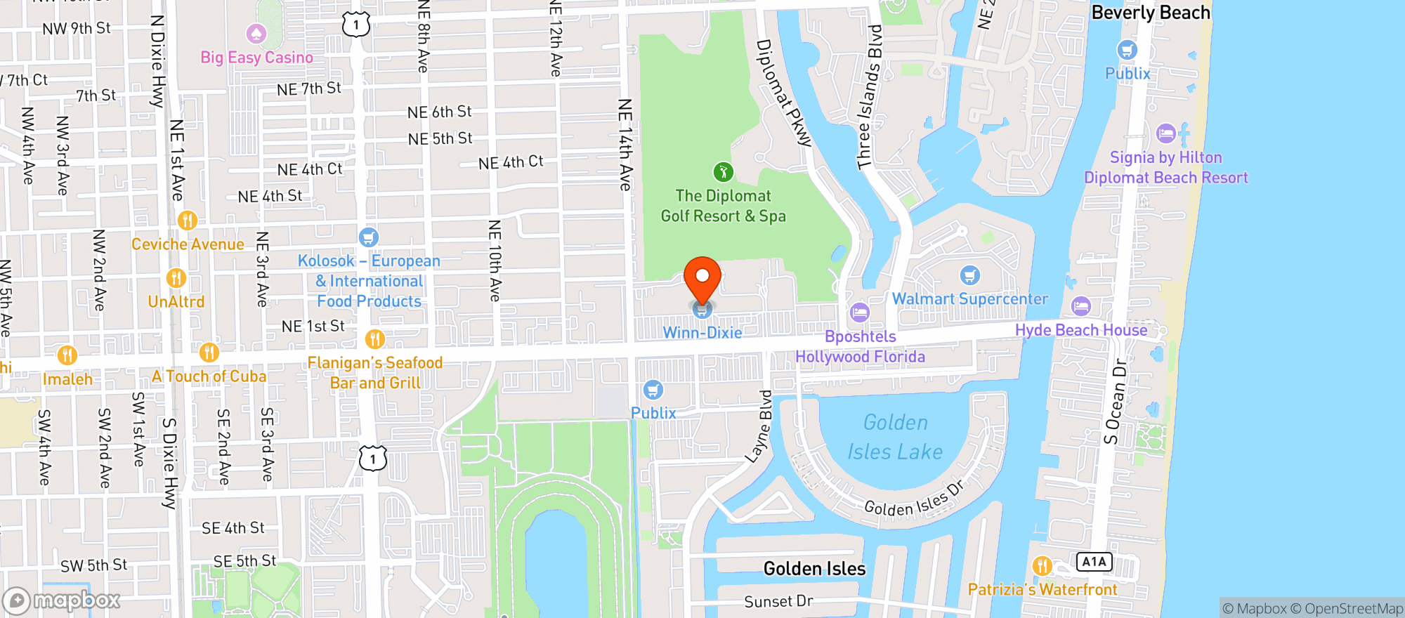 Map showing Winn Dixie - 0306