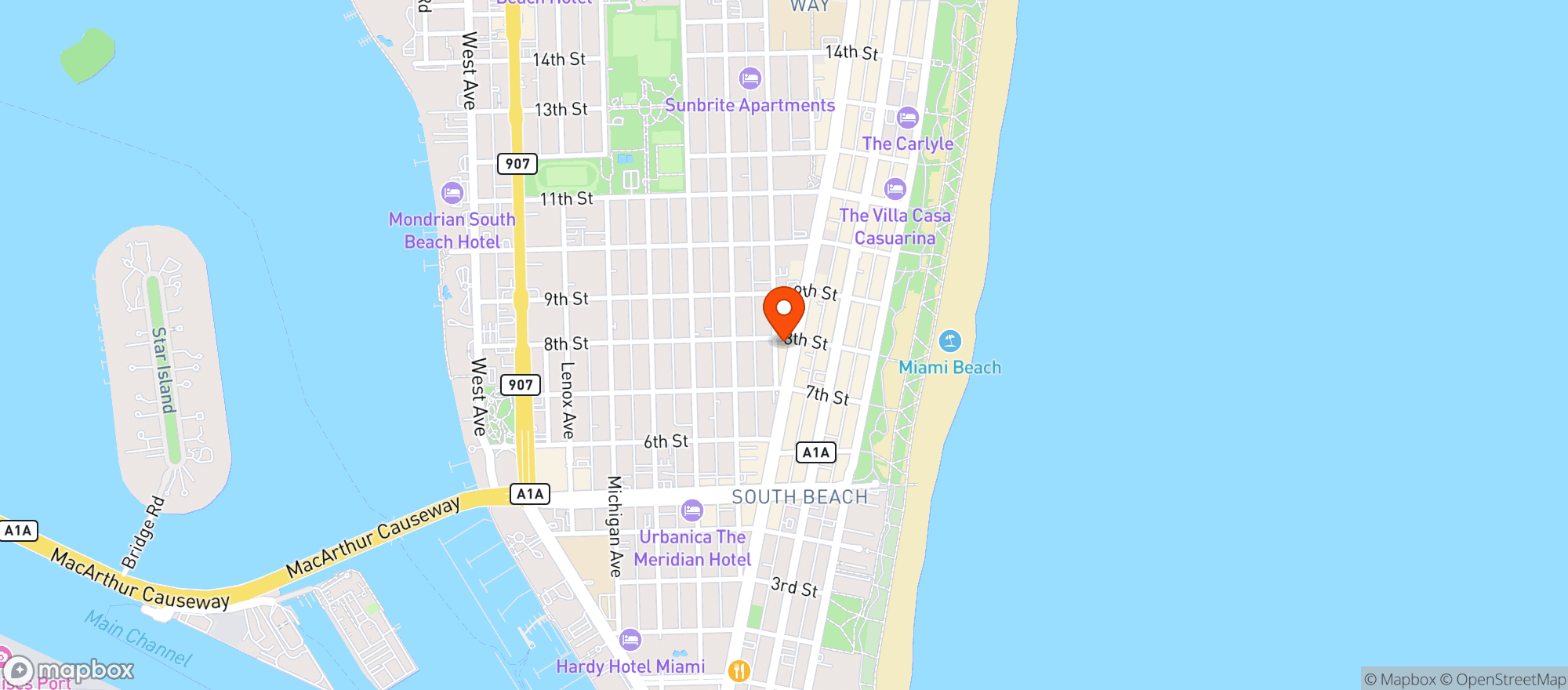 Map showing South Beach Market