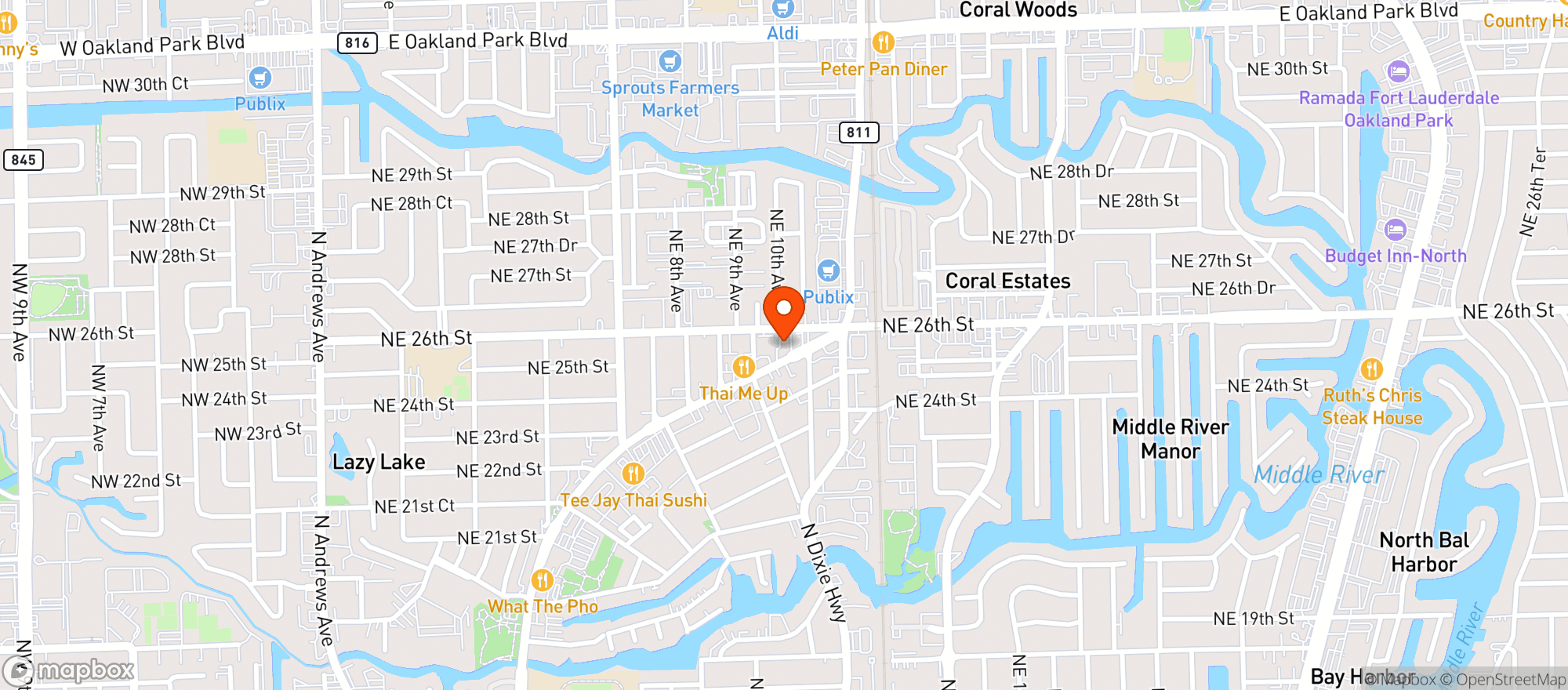 Map showing Rosies Bar & Grill