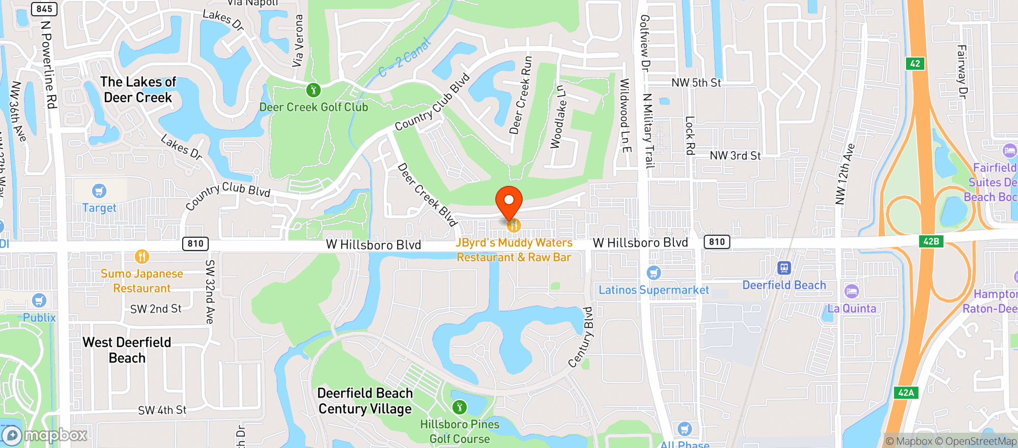 Map showing Muddy Waters Restaurant & Pub