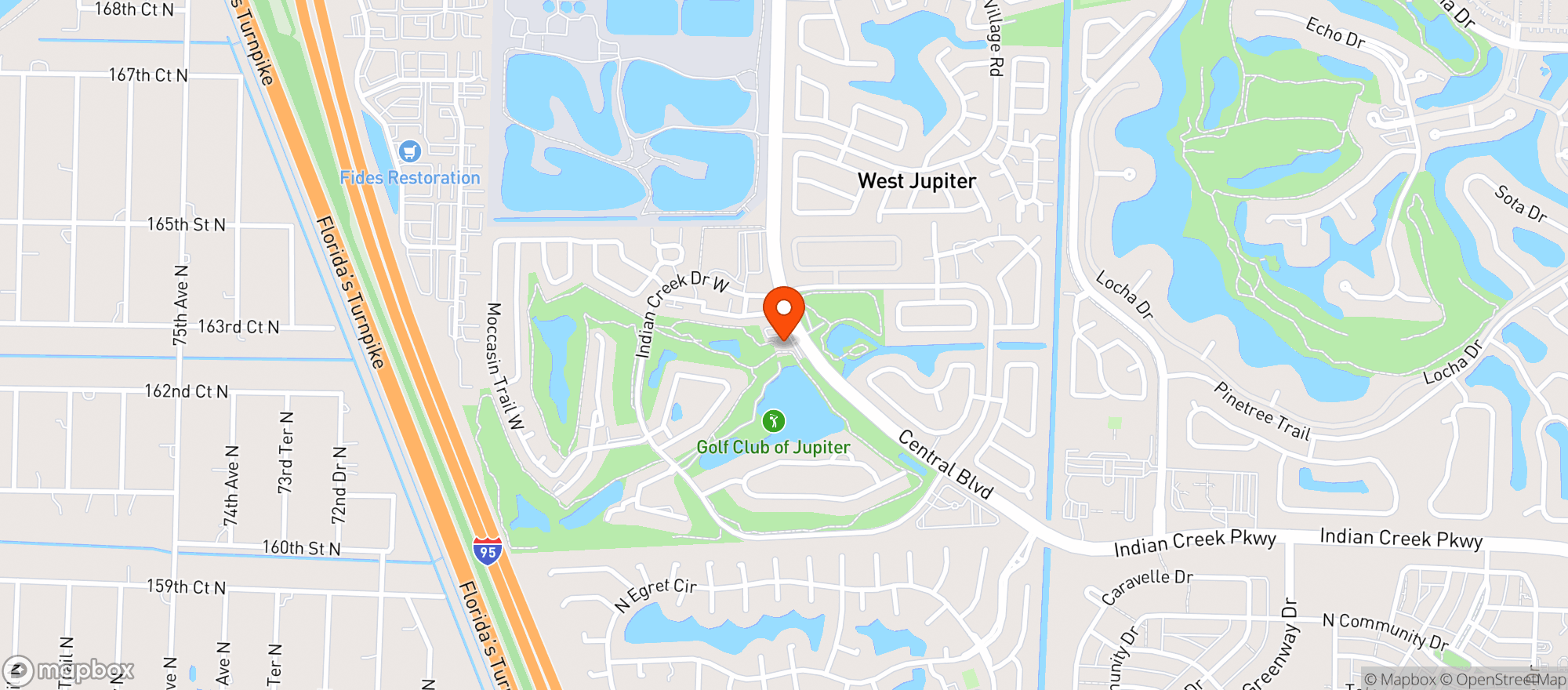 Map showing Golf Club Of Jupiter