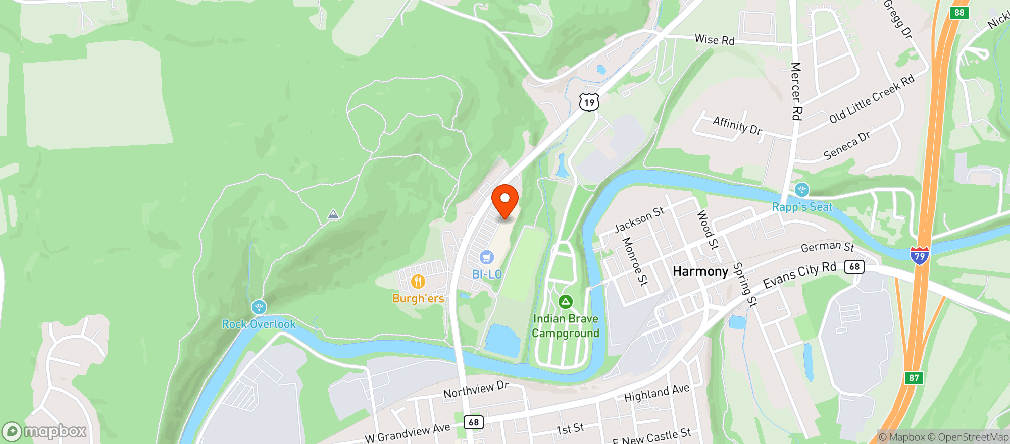 Map showing Bilo Pizzeria