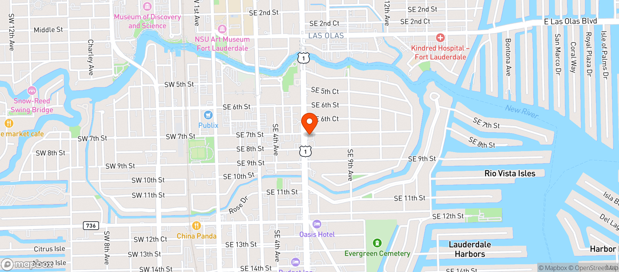 Map showing Primo Liquors - FLL Federal